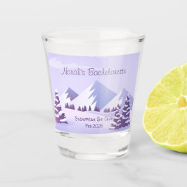 Winter Mountain Bachelorette Personalized Schnapsglas