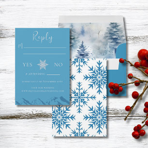 Winter Mountain Blume Hochzeit RSVP Reply Card Karte