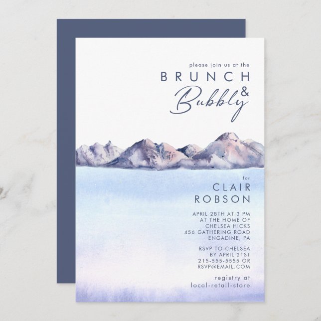 Winter Mountain Brunch et Bubbly Invitation (Devant / Derrière)