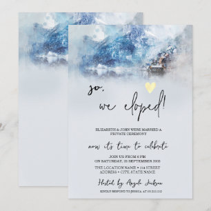 Winter Mountain Lake Wedding Elopement Einladung