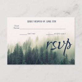 Winter Mountain Pines Wedding RSVP Card Karte