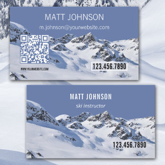 Winter Mountain Ski Instructor Visitenkarte