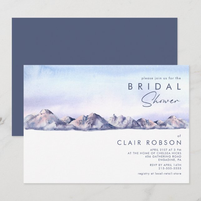 Winter Mountain Sunset Bridal Dusche Einladung (Vorne/Hinten)