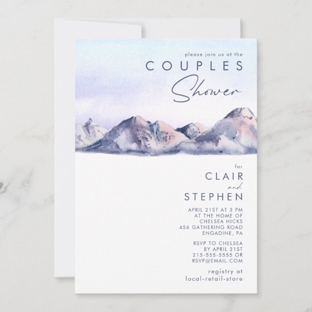 Winter Mountain Sunset Couples Dusche Einladung (Vorderseite)