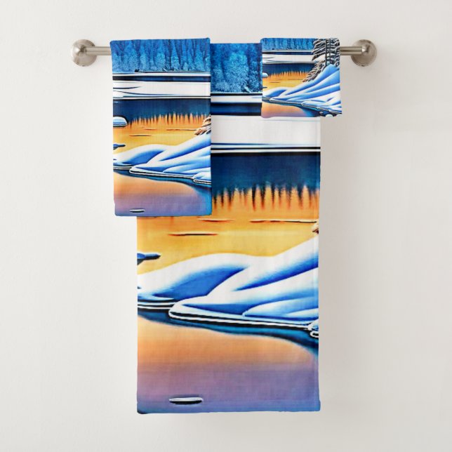 Winter Mountain Sunset Glow Badhandtuch Set (Insitu)
