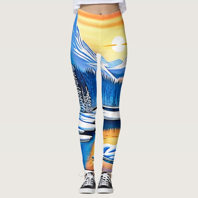Winter Mountain Sunset Glow Leggings (Vorderseite)