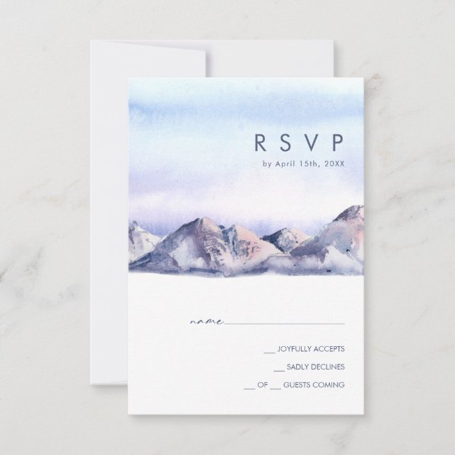 Winter Mountain Sunset RSVP Card Karte (Vorderseite)