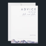 Winter Mountain Wedding Advice Card Hinweiskarte<br><div class="desc">Diese Winter Mountain Hochzeitsratenkarte ist genau das, was Sie suchen, um Ihre einfache rustikale Trauung zu beenden. Das Wasser ist in Rosa und Blau Pastellfarben gehalten, die sich wunderbar in die Marine und in die Blüte einfügt. Die Highlights sind die perfekte Kombination für einen Abend in der Natur. Es ist...</div>