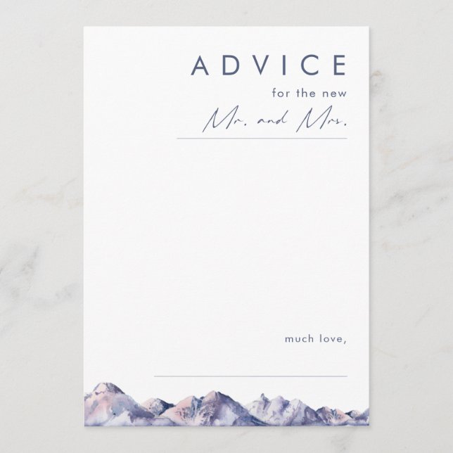 Winter Mountain Wedding Advice Card Hinweiskarte (Vorderseite)
