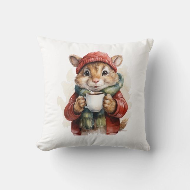 Winter Mouse Throw Kissen (Vorderseite)