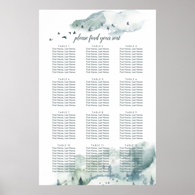 Winter Mystère Wedding Chart Poster (Vorne)