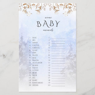 Winter Name Baby-Tiere Baby Shower Spiel