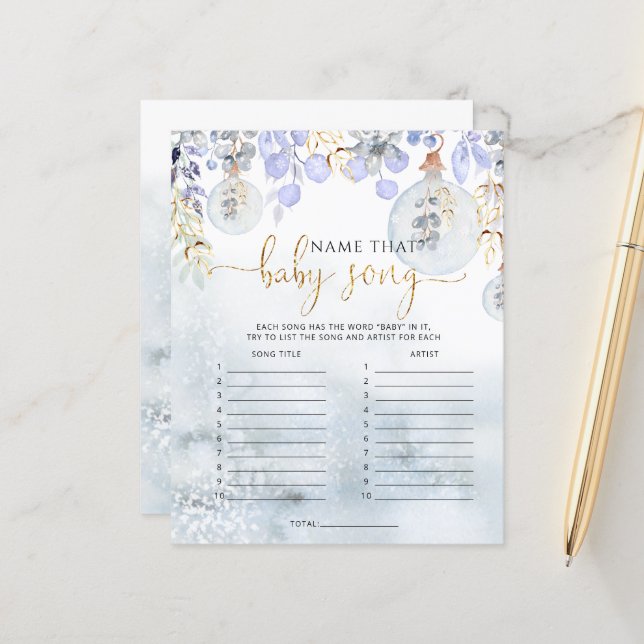 Winter Name dieses Liedes Baby Dusche Spiel (Vorderseite/Rückseite Beispiel)