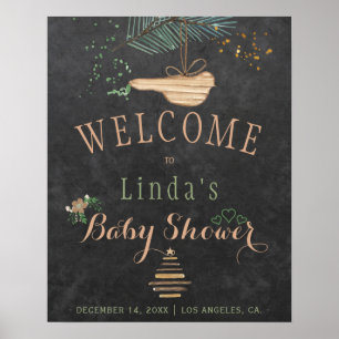 Winter Natur Kreidetafel Aquarell Babyparty Poster