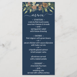 Winter Navy Blue Elegant Script Mariage Menu