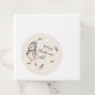Winter Niedlich Sparrow Illustration Geschenkanhänger