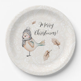 Winter Niedlich Sparrow Illustration Pappteller