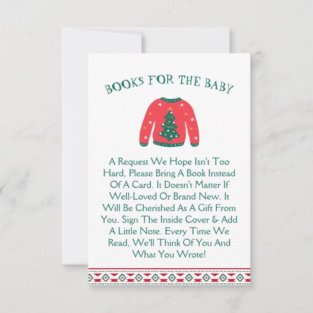Winter niedliche Ugly Sweater Books für Babydusche Einladung (Vorderseite)