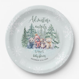 Winter Niedlicher Tiere Kinderdusche Pappteller