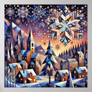 Winter Night Art Poster