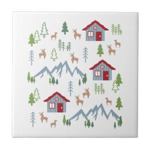 Winter Night Derest Cabin Muster II Fliese