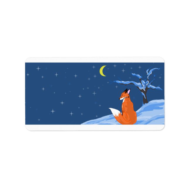 Winter Night Fox Label Adressaufkleber (Vorne)