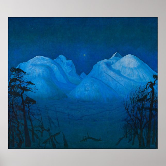 Winter Night in the Mountains Poster (Vorne)