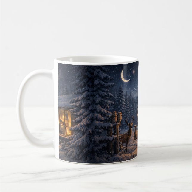 Winter Night Love Cabin – Peaceful  Kaffeetasse (Links)