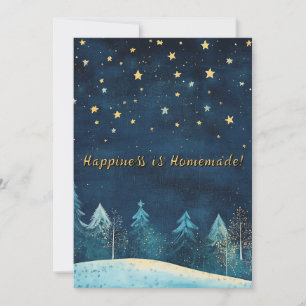 Winter Night Watercolor Weihnachtssaison Feiertagskarte