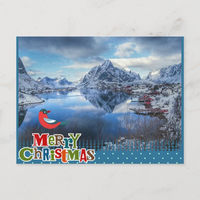 Winter Norwegen Weihnachtspostkarte Feiertagspostkarte (Vorderseite)