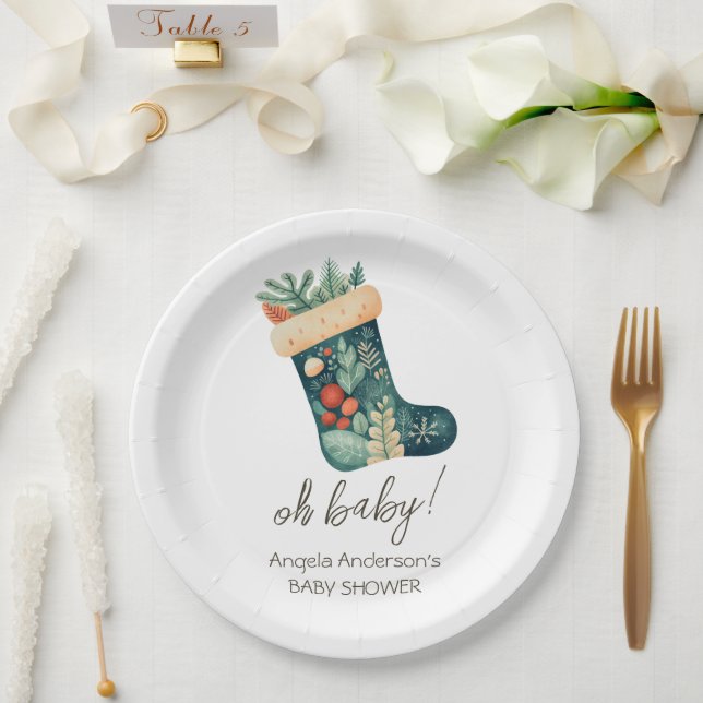 Winter Oh Baby Christmas Strumpf Kinderdusche Pappteller (Hochzeit)