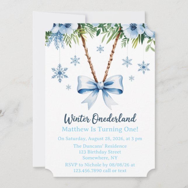 Winter Onderland Boys 1. Geburtstagsfeier Einladung (Vorderseite)