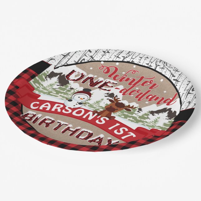 Winter Onderland Geburtstagsparty Paper Plate Pappteller (Schrägansicht)