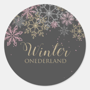 Winter Onderland-Schneeflocken-Aufkleber Runder Aufkleber