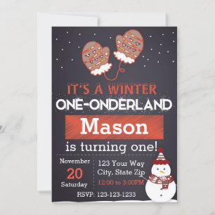 Winter One-derland (rot) Einladung