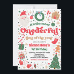 Winter ONEderful Red Christmas Geburtstagsparty Einladung<br><div class="desc">Winter ONEderful Red Christmas Geburtstagsparty Einladung</div>