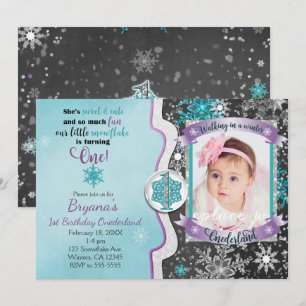 Winter Onederland 1. Geburtstag Foto Einladungen