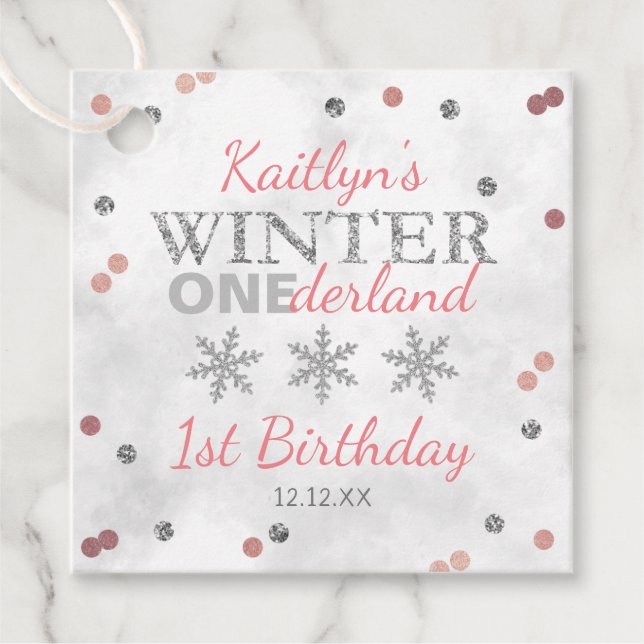 Winter ONEderland 1. Geburtstag Geschenkanhänger (Vorderseite)