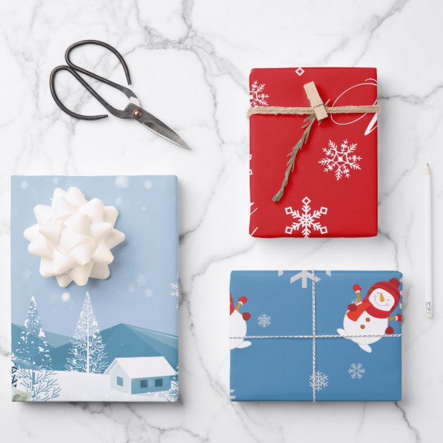 Winter Onederland 1. Geburtstag Junge Begrüßungsze Geschenkpapier Set (Vorderseite)