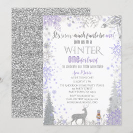 Winter Onederland 1. Geburtstag Lavender Snowflake Einladung