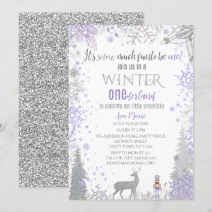 Winter Onederland 1. Geburtstag Lavender Snowflake Einladung