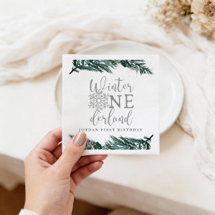 Winter Onederland 1. Geburtstag Serviette, Grüne T Serviette