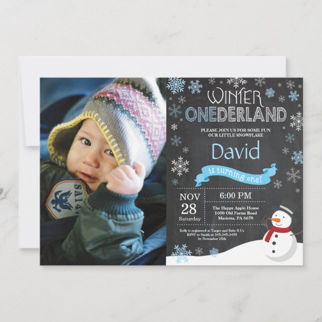 Winter Onederland 1er Anniversaire Invitation (Devant)