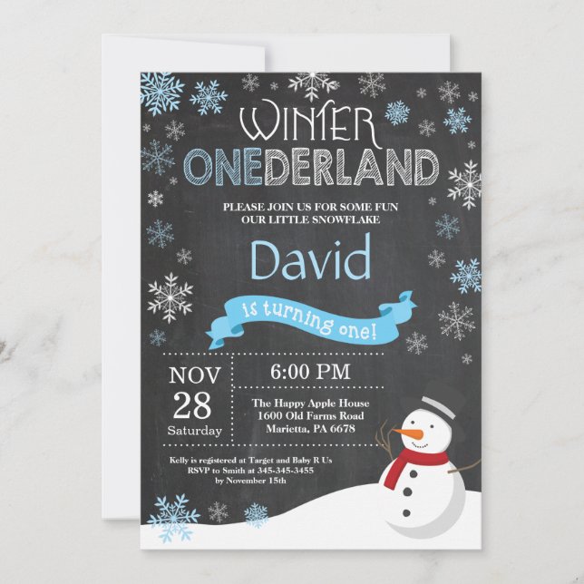Winter Onederland 1er Anniversaire Invitation (Devant)