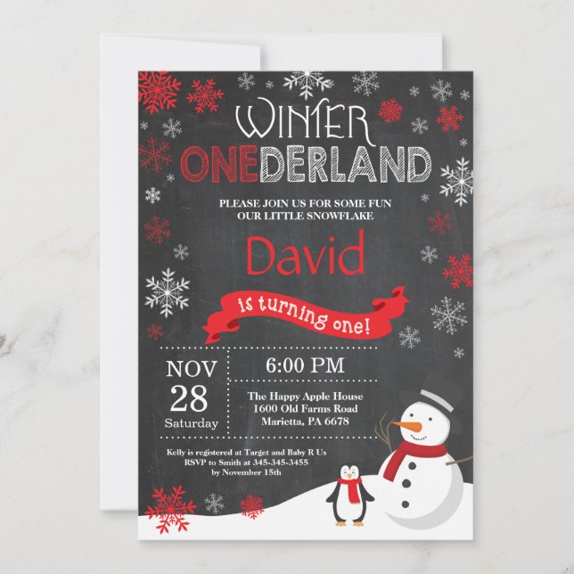 Winter Onederland 1er Anniversaire Invitation (Devant)