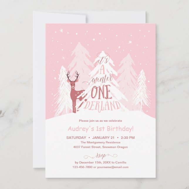 Winter Onederland 1er anniversaire Invitation de f (Devant)