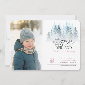 Winter Onederland 1st Birthday Boy Girl Photo Einladung