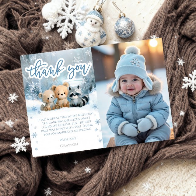 Winter Onederland 1st Birthday Thank You Cards Einladung (Von Creator hochgeladen)