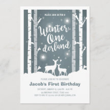 Winter Onederland anniversaire invitation Deer Bir