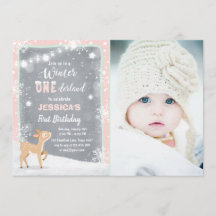Winter Onederland anniversaire invitation Mint ros